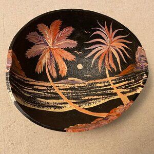 Hand Painted Hawaiian Themed Decorated Coconut Bowl